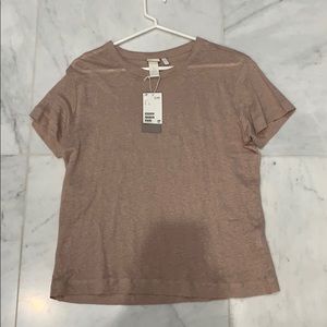 H&M Natural Linen Crew Neck T-shirt Size L